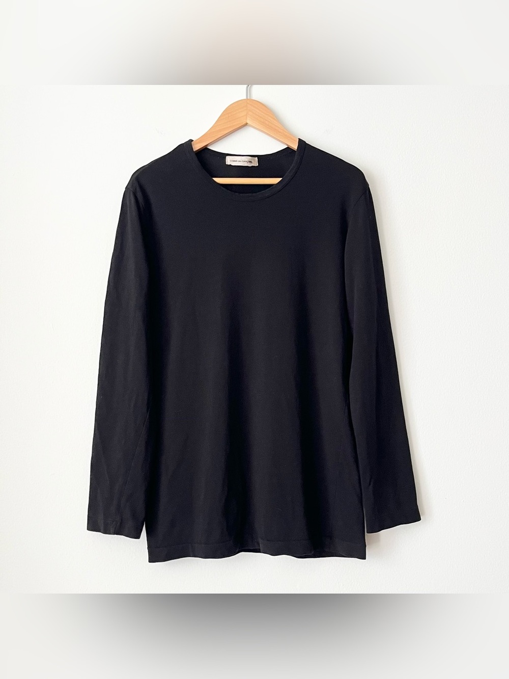 Vintage Comme des Garcons Women's Long Sleeve Black T-Shirt Size S Minimalist